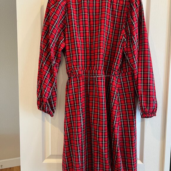 Old Navy Puff-Sleeve Red Plaid Seersucker Mini Wrap Dress Size Large - Picture 4 of 4
